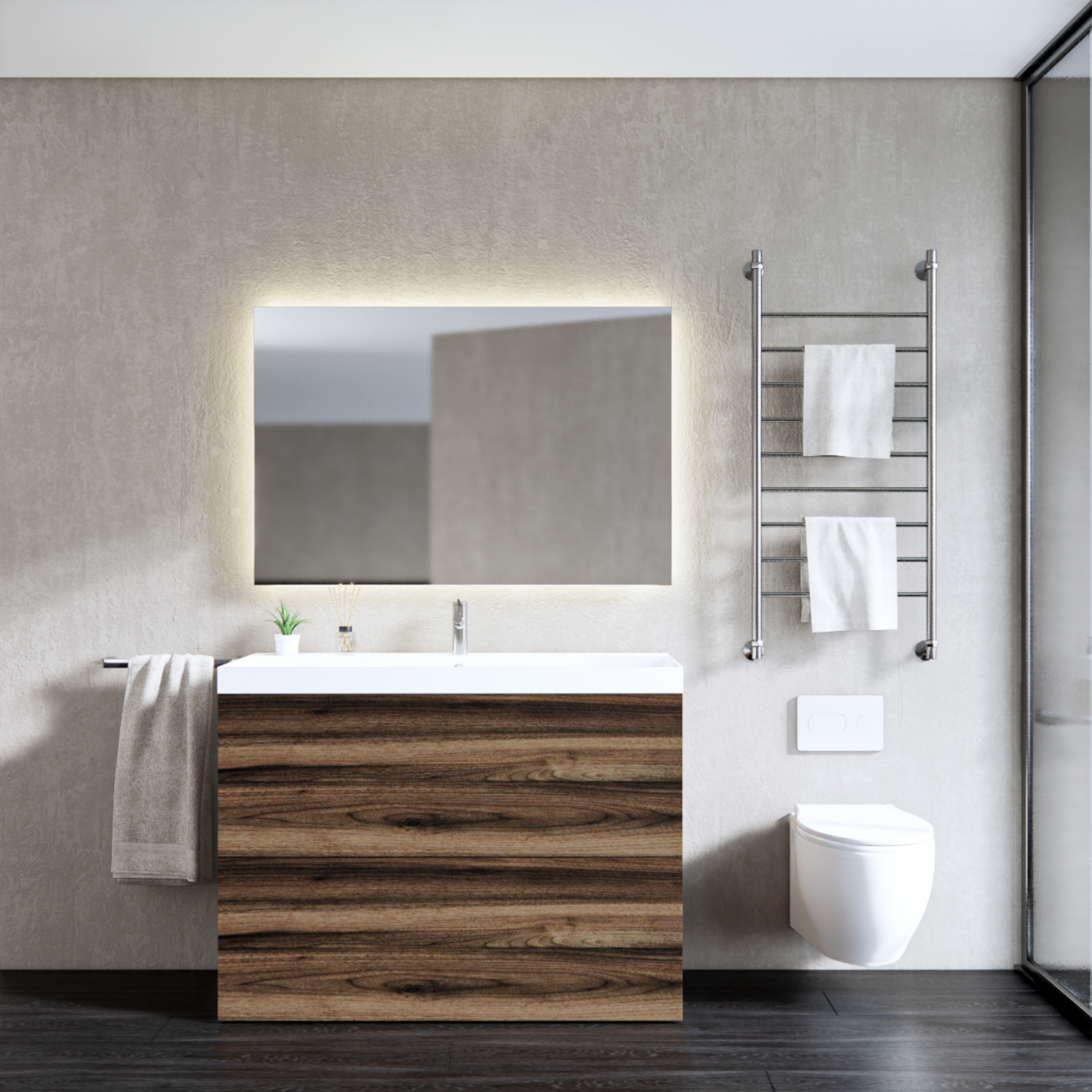 Gliss Design Onderkast  Hades 2 Softclose Laden 120x84.5x45cm Ruw Eiken (wastafel keuze)