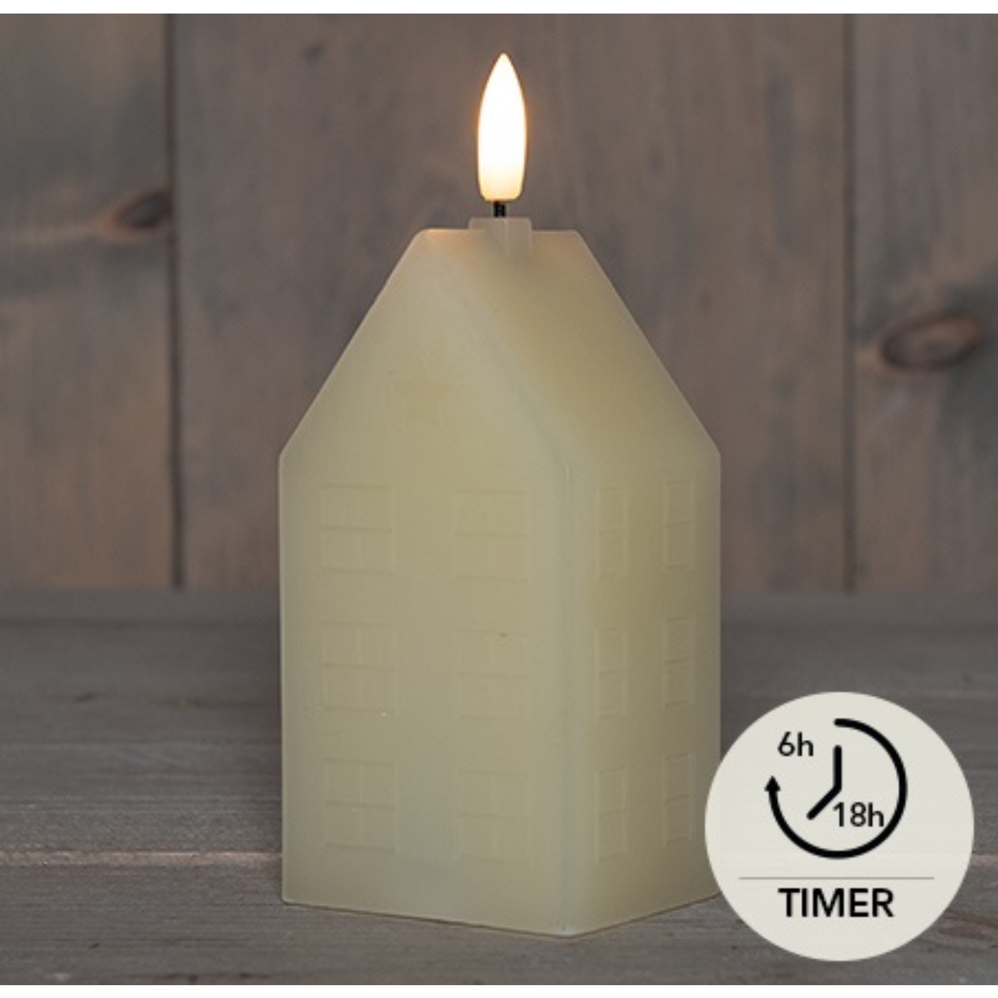 Anna's Choice LED Kaars wax huisje ivoor 5x6x15cm