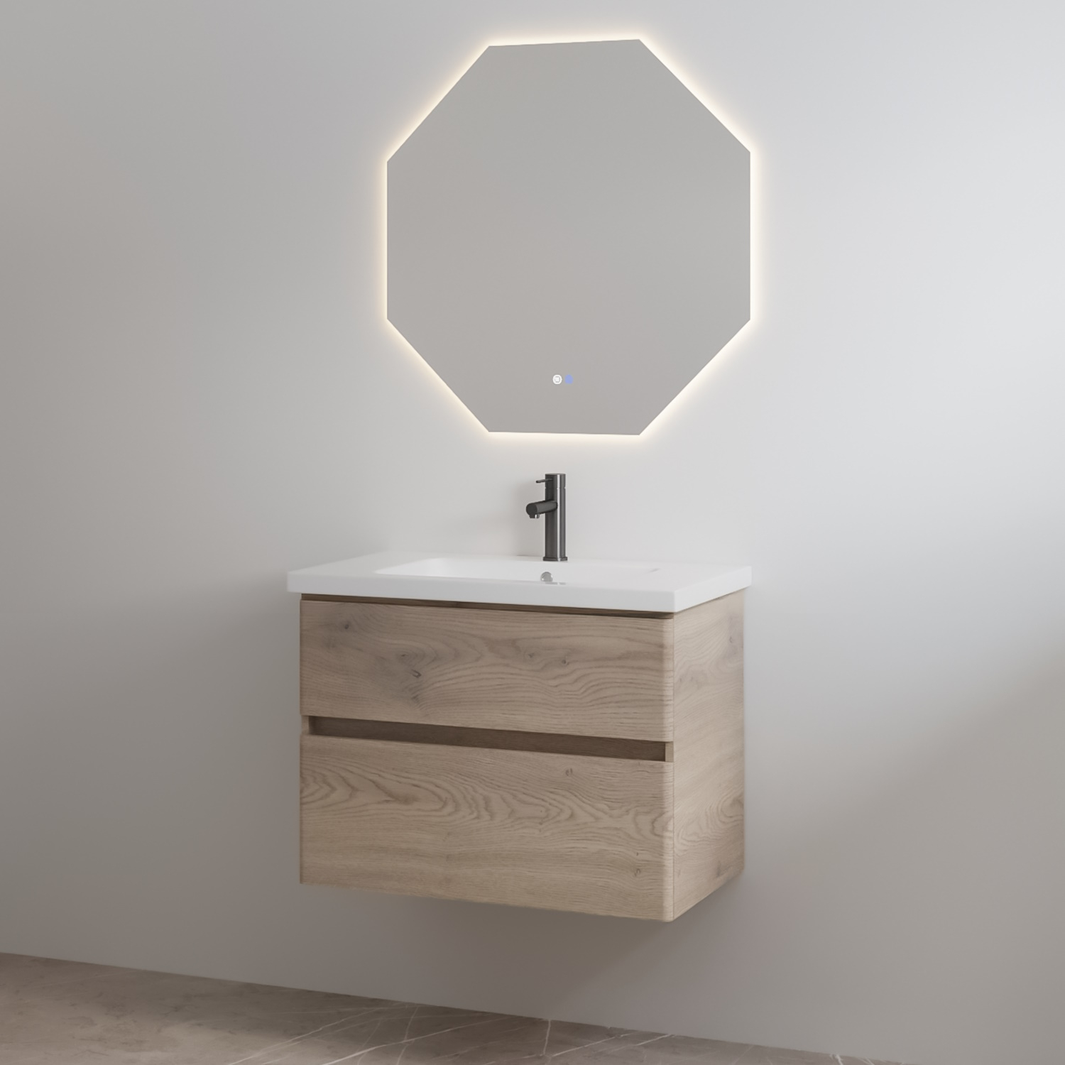 Best Design Badmeubelset  Quick 80 cm Hout + Glans Wit Blad