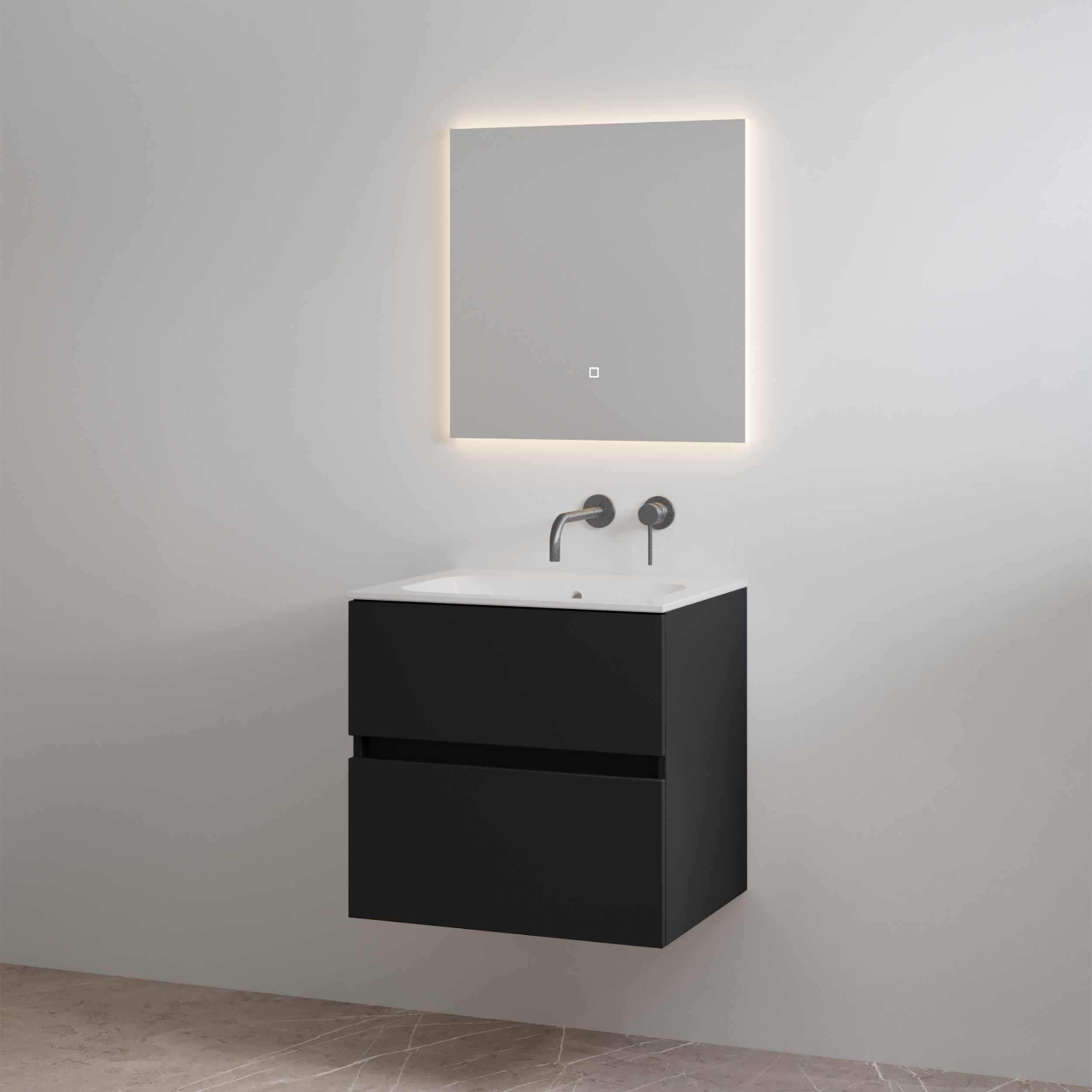Best Design Badmeubelset zonder Kraangat  Splash 60 cm Mat Zwart