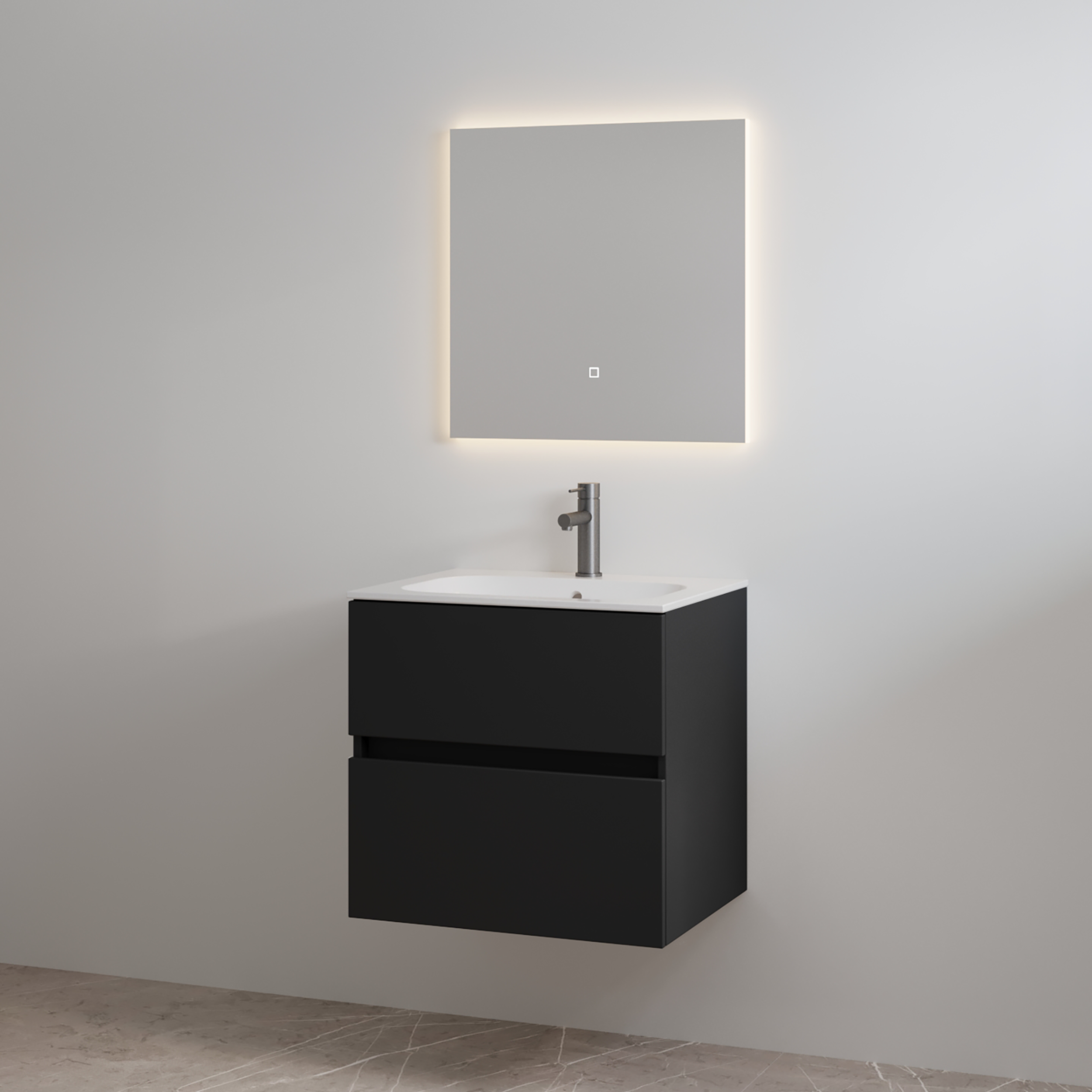 Best Design Badmeubelset met Kraangat  Splash 60 cm Mat Zwart