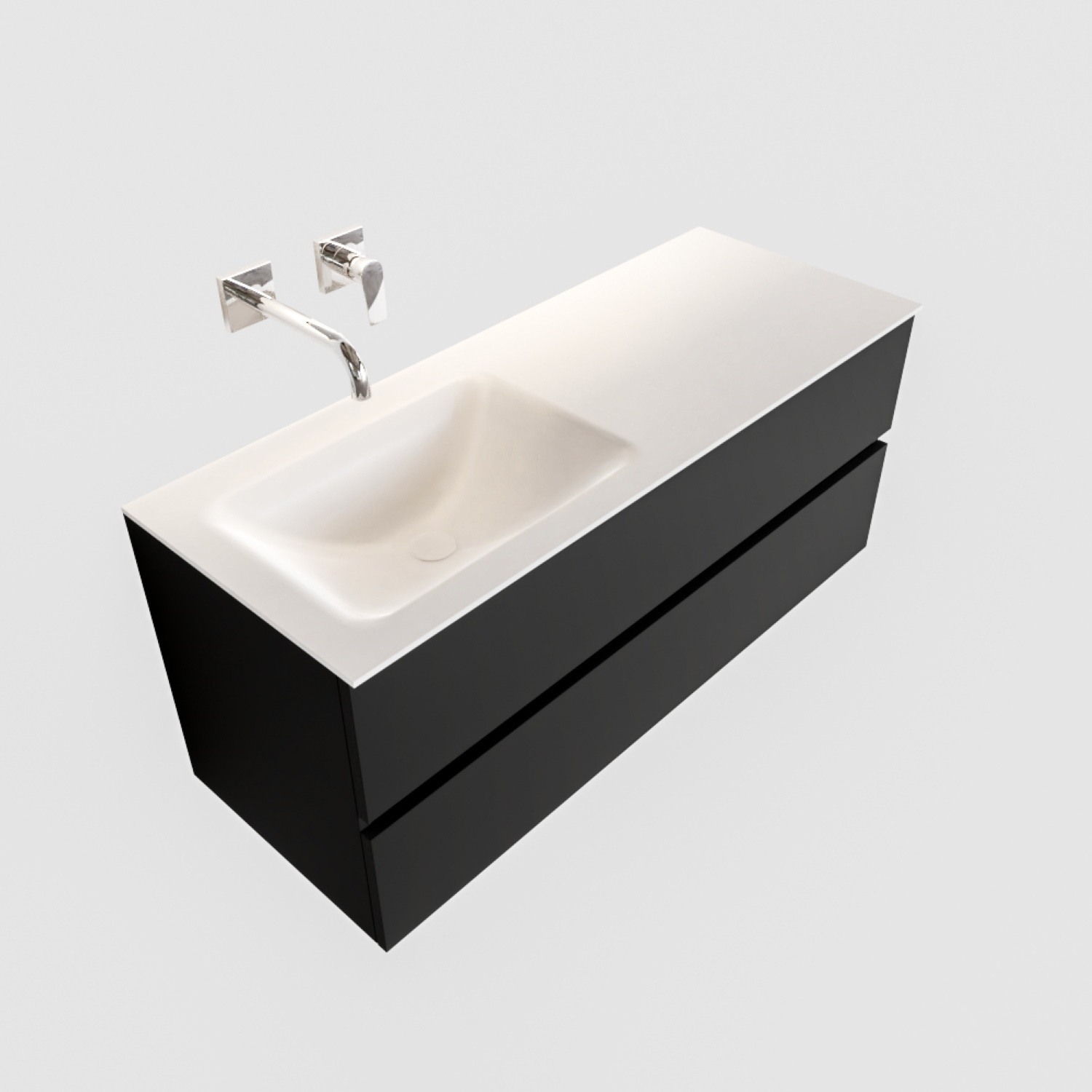Boss & Wessing Badkamermeubel Solid Surface BWS Oslo 120x45 cm Mat Zwart Urban Links (0 kraangaten)
