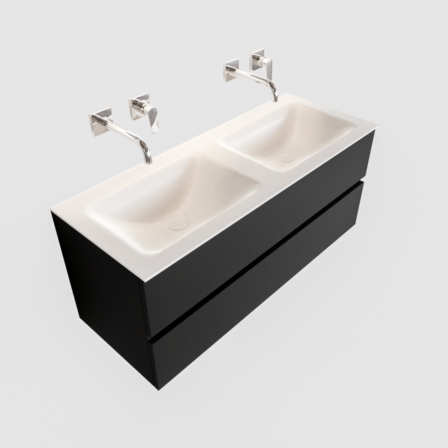 Boss & Wessing Badkamermeubel Solid Surface BWS Oslo 120x45 cm Mat Zwart Urban Dubbel (0 kraangaten)