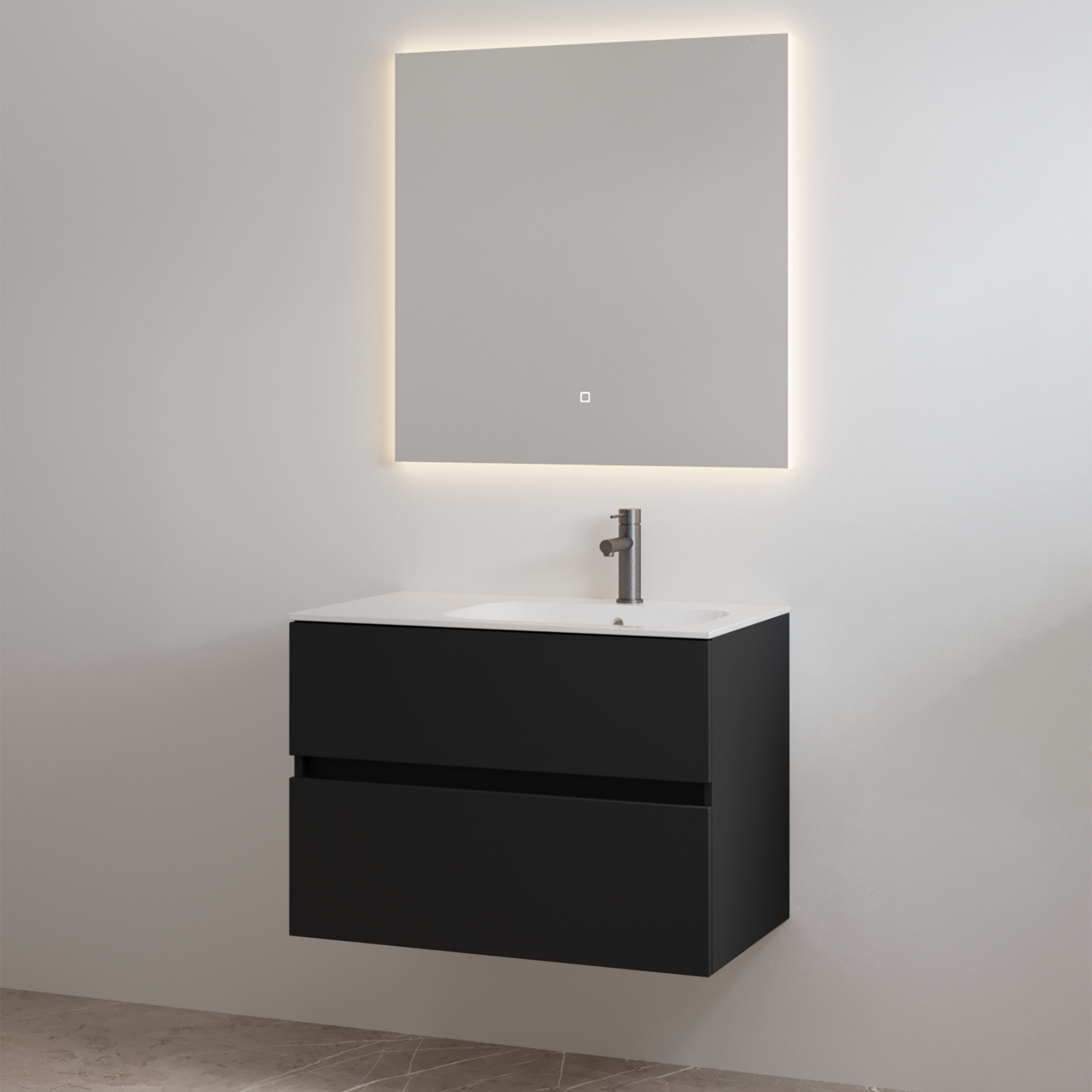 Best Design Badmeubelset met Kraangat  Splash 80 cm Mat Zwart