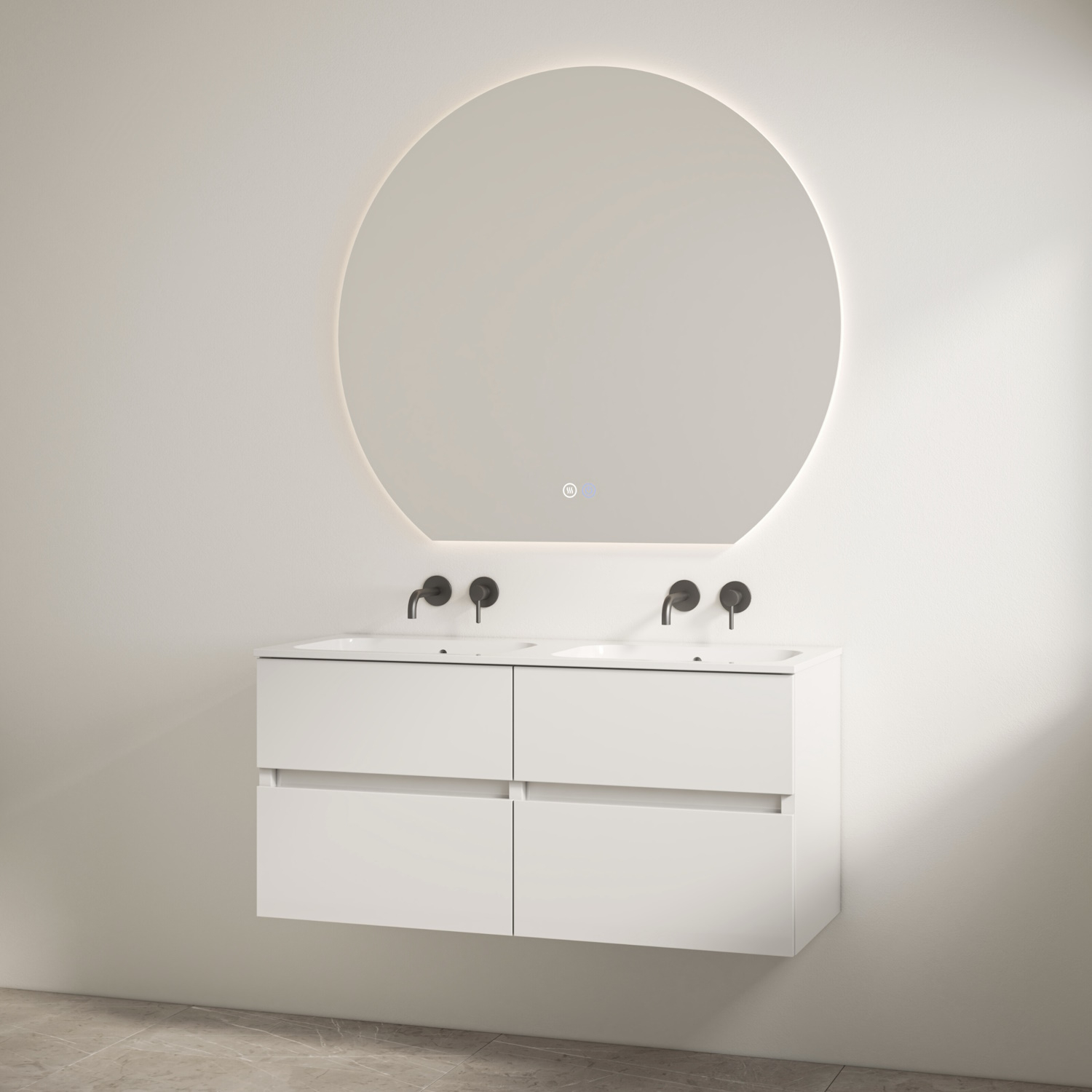 Best Design Duo Wastafel zonder Kraangaten met Onderkast  Bora 120 cm Glans Wit