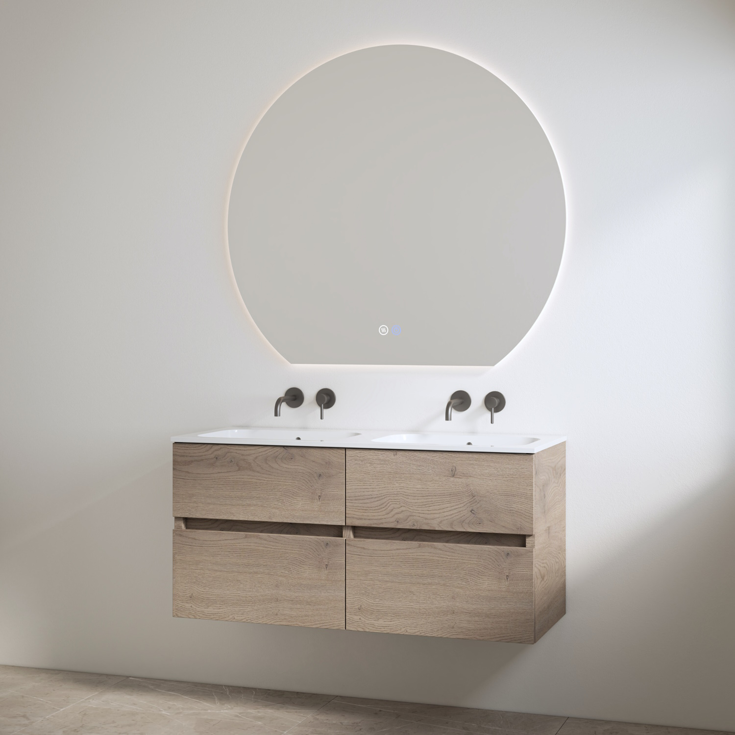 Best Design Duo Wastafel zonder Kraangaten met Onderkast  Bora 120 cm Hout