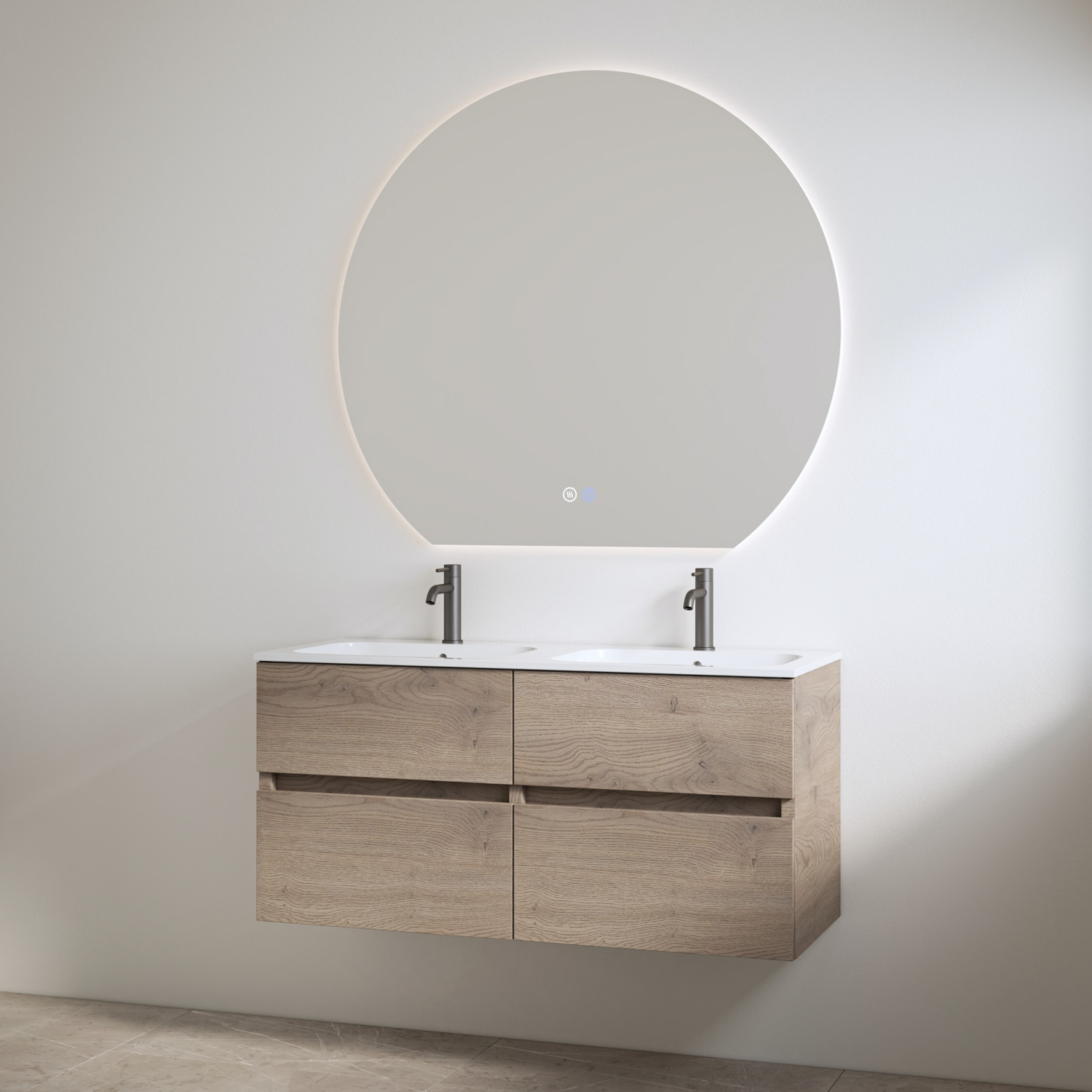 Best Design Duo Wastafel 2 Kraangaten met Onderkast  Bora 120 cm Hout