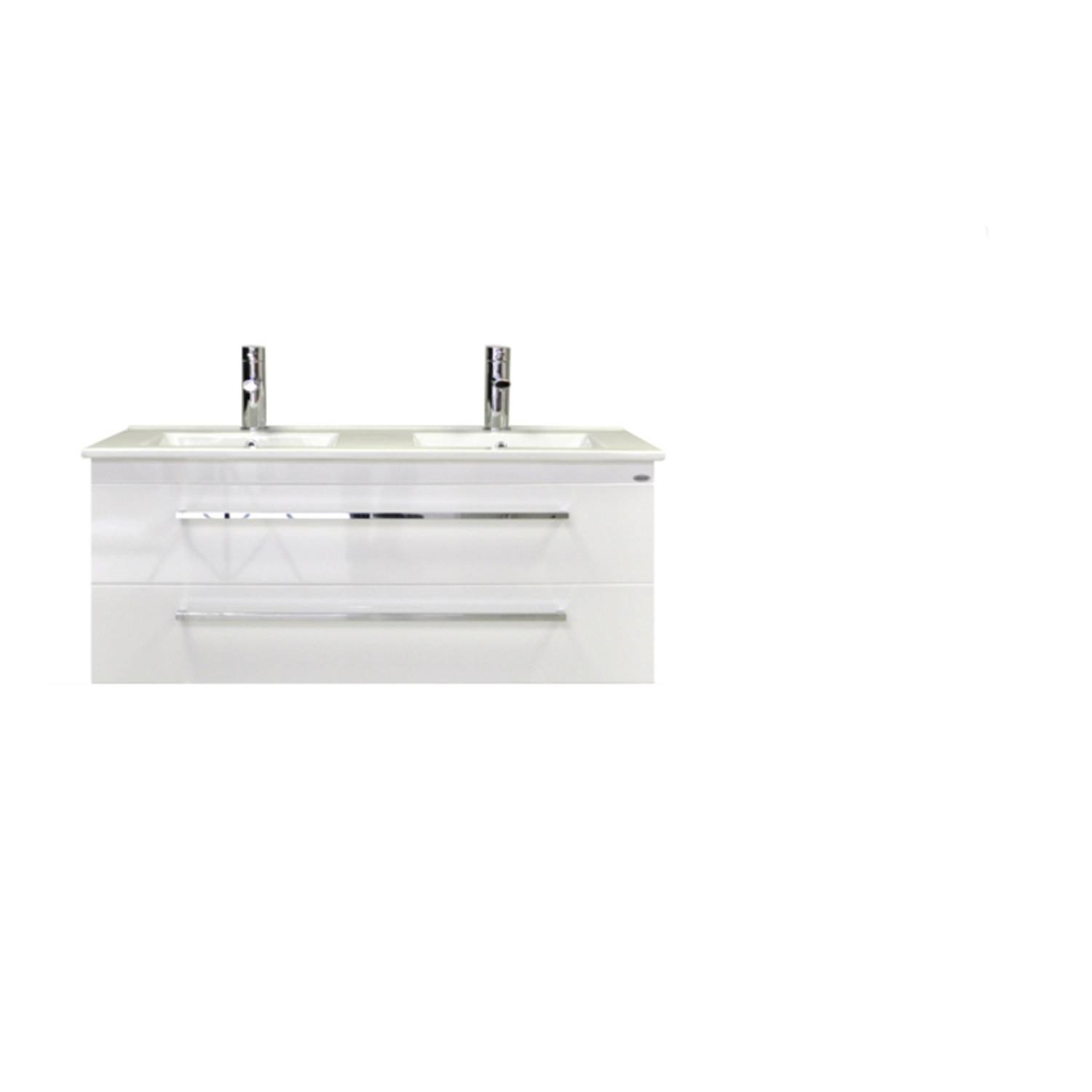 Sanicare Badkamermeubelset  Q1 2 Soft Close Lades Belluno Eiken 121x46 cm