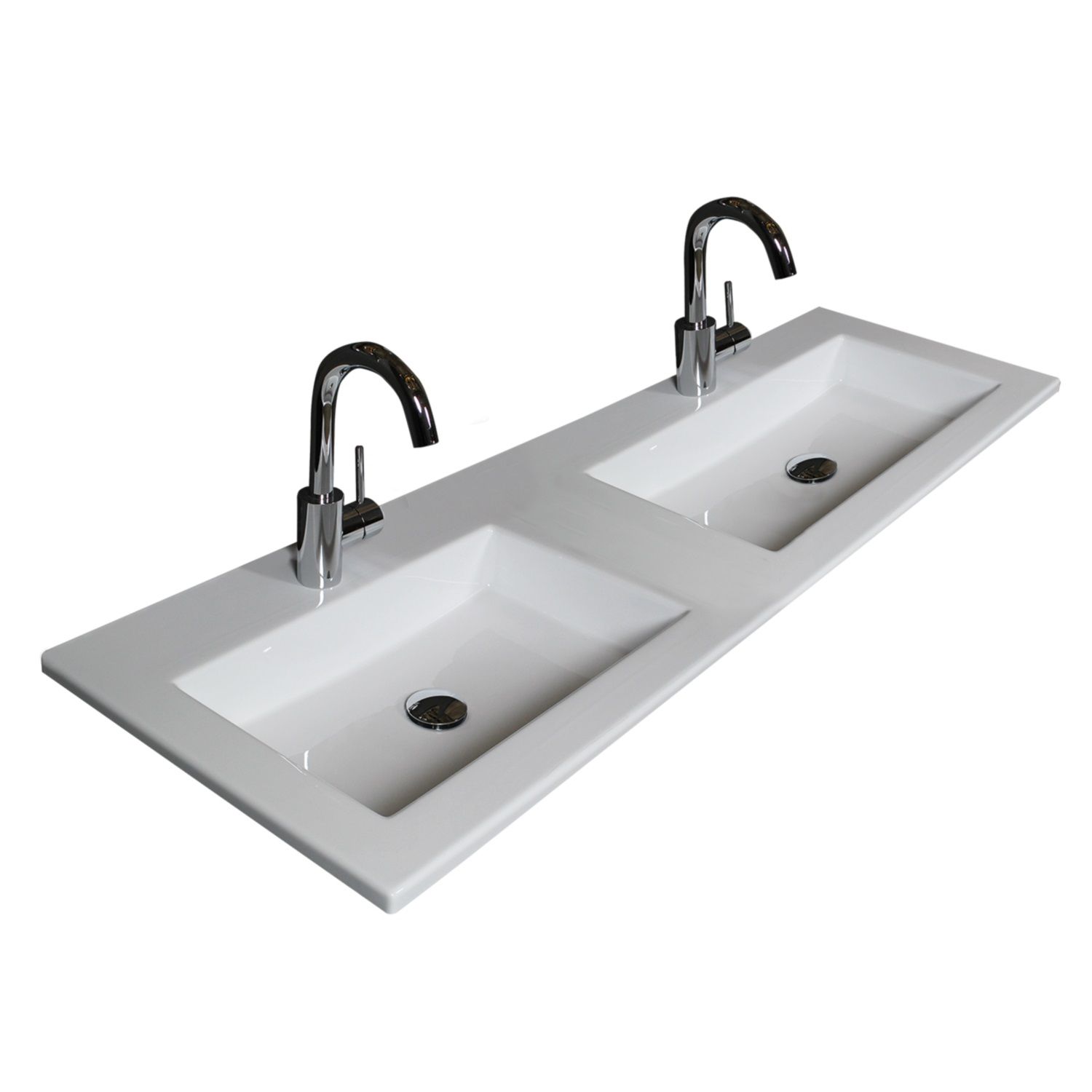 Boss & Wessing Badmeubelset BWS Salt 120x46cm Met Grepen 4 Lades Met Wastafel 2 Kraangaten Ice White