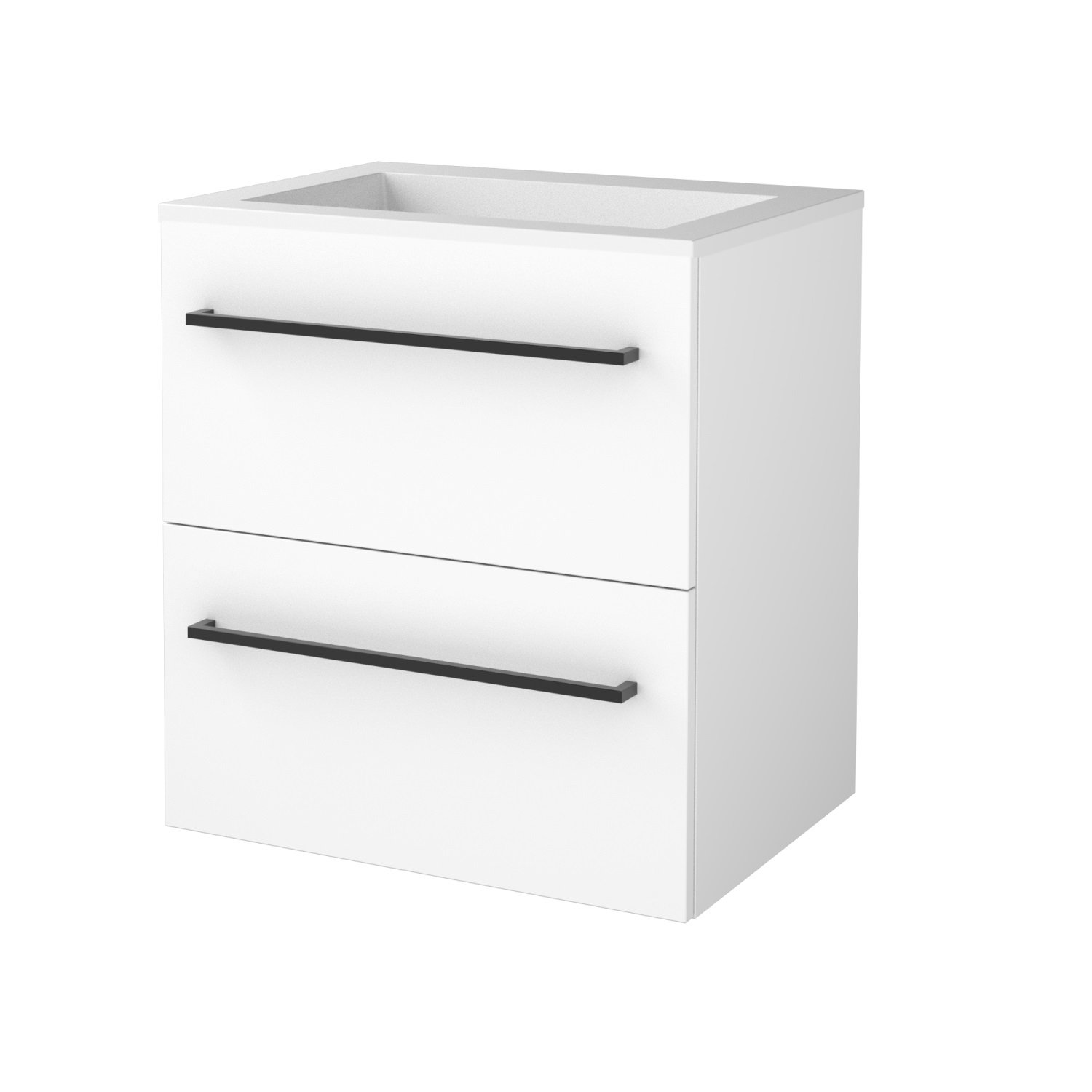 Boss & Wessing Badmeubelset BWS Salt 60x46cm Met Grepen 2 Lades Met Wastafel Acryl Ice White