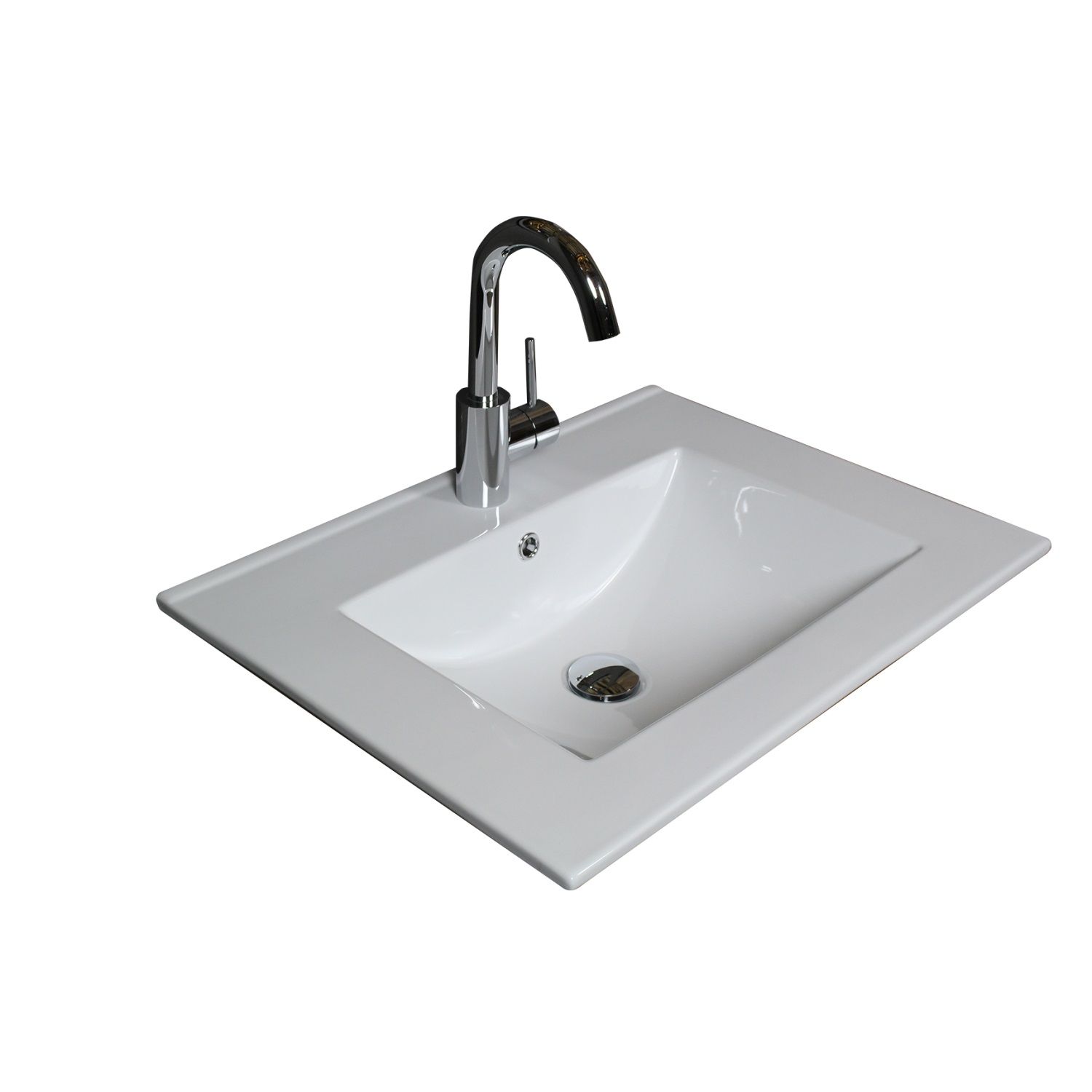 Boss & Wessing Badmeubelset BWS Salt 50x46cm Greeploos 2 Lades Met Wastafel 1 Kraangat Ice White