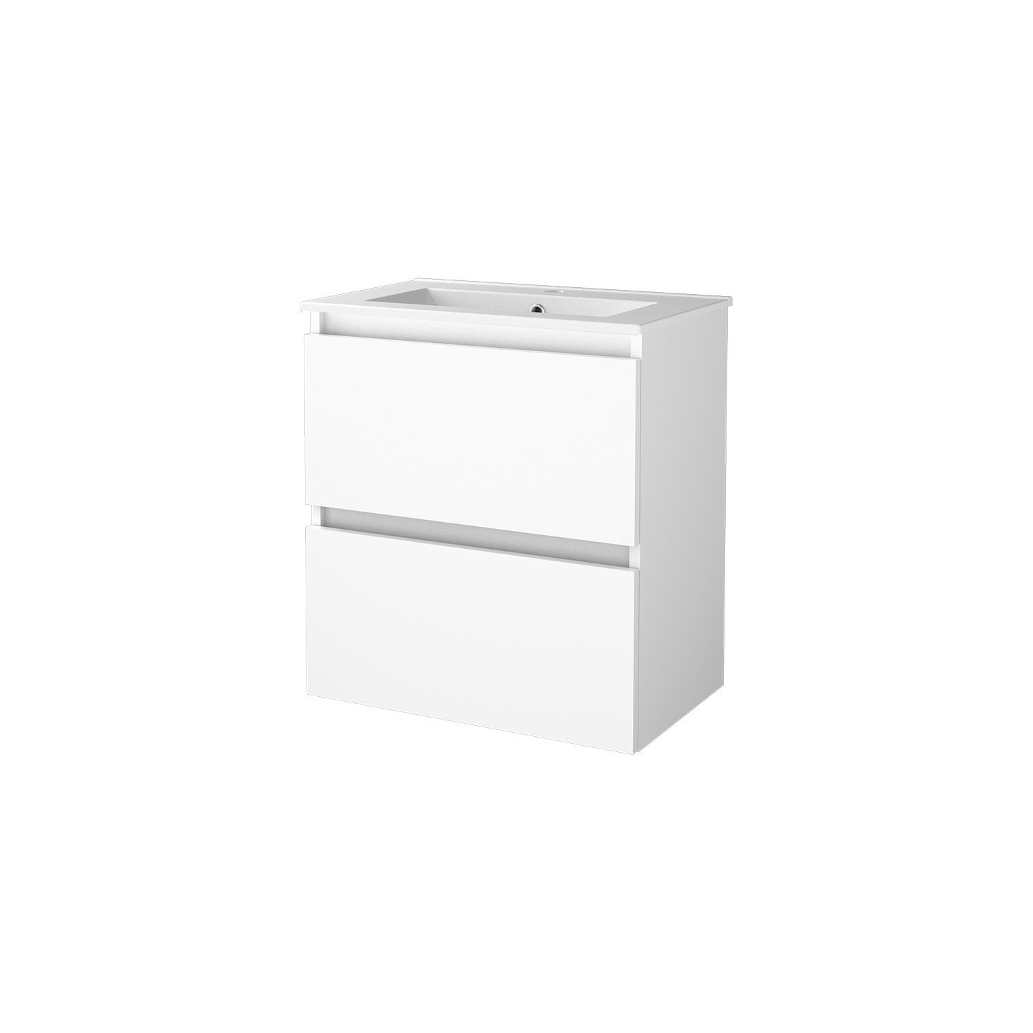 Boss & Wessing Badmeubelset BWS Salt 60x39cm Greeploos 2 Lades Met Wastafel 1 Kraangat Ice White