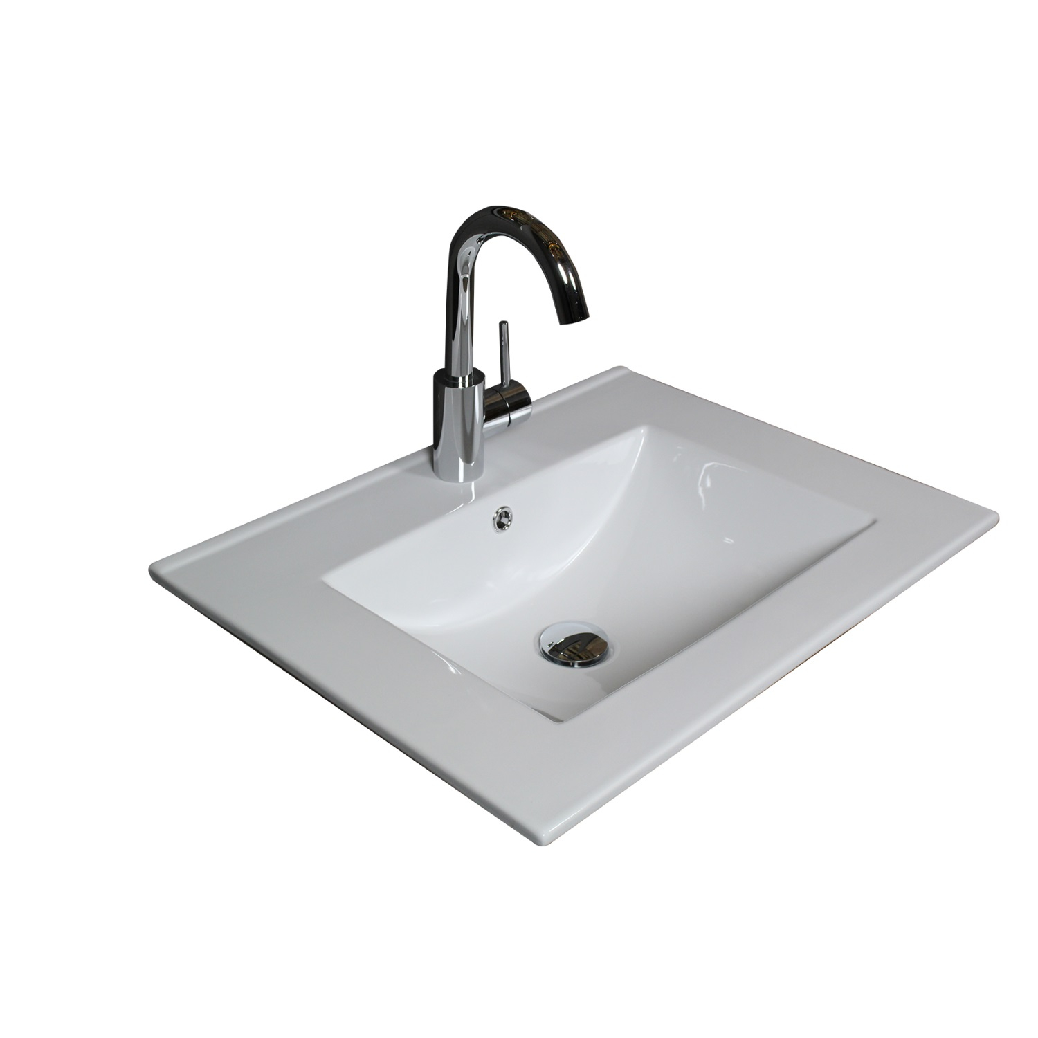 Boss & Wessing Badmeubelset BWS Salt 60x46cm Greeploos 2 Lades Met Wastafel Acryl 1 Kraangat Ice White