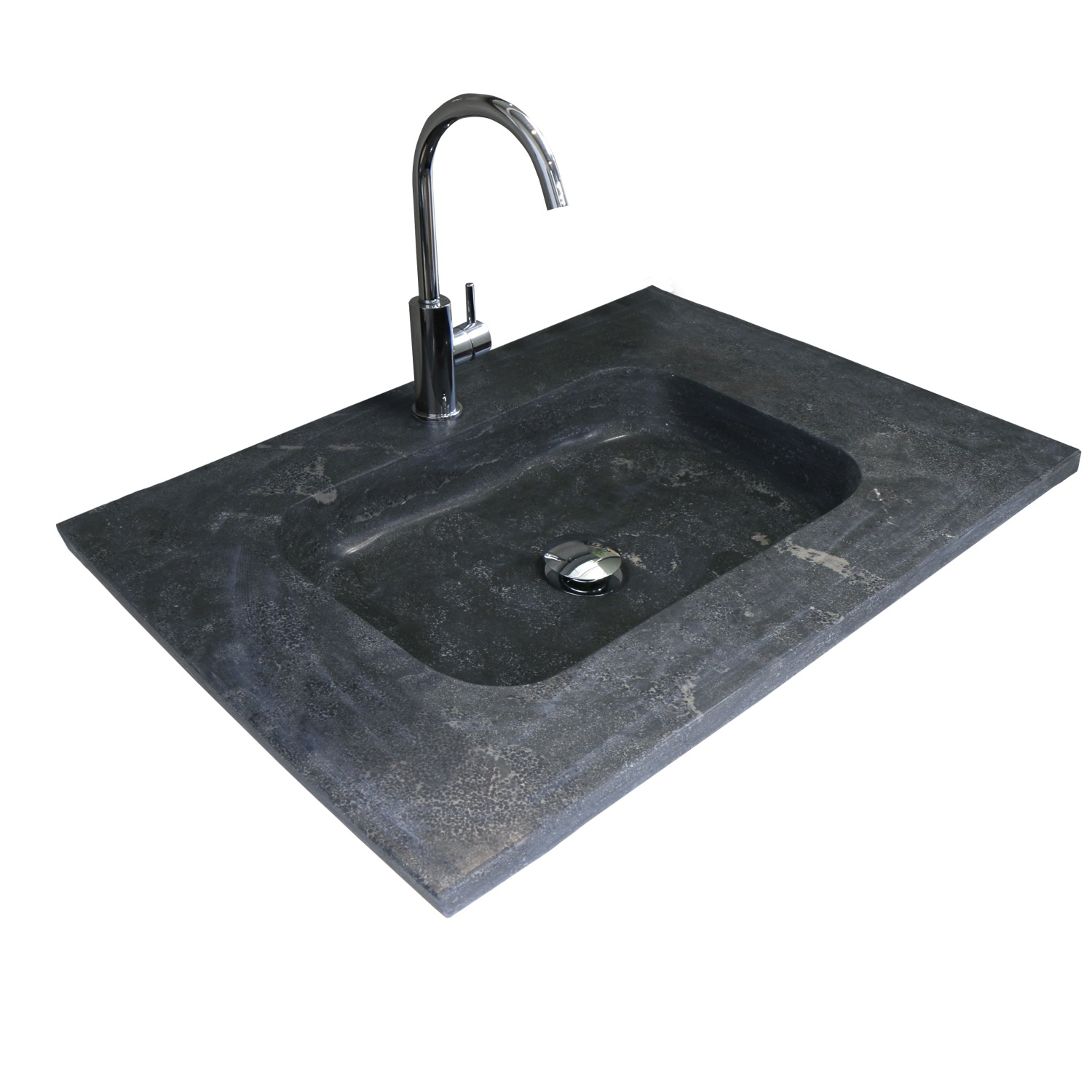 Boss & Wessing Badmeubelset BWS Salt 60x46cm Greeploos 2 Lades Met Wastafel Hardsteen Ice White