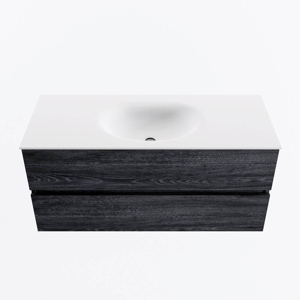 Mondiaz VICA 110cm badmeubel onderkast Antracite 2 lades. Wastafel MOON midden 1 kraangat, kleur Talc.