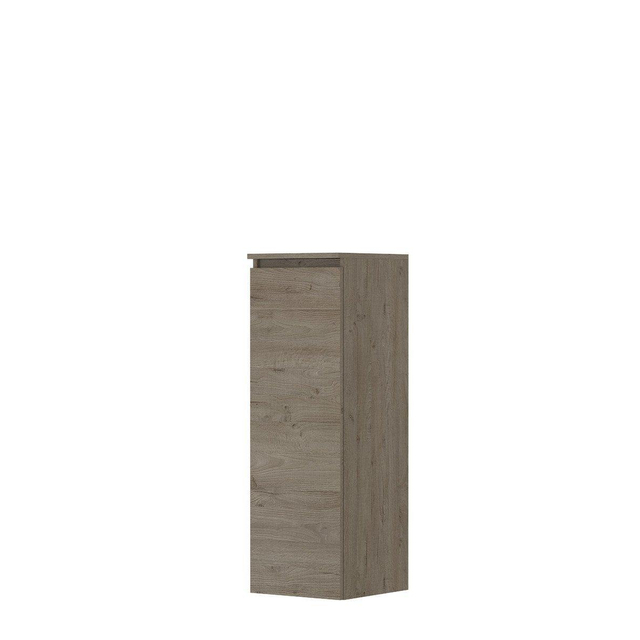 Ink Badkamerkast - 35x37x106cm - 1 deur - ls en rechtsdraaiend - greeploos - houten keerlijst - MFC Greige eiken 1257419