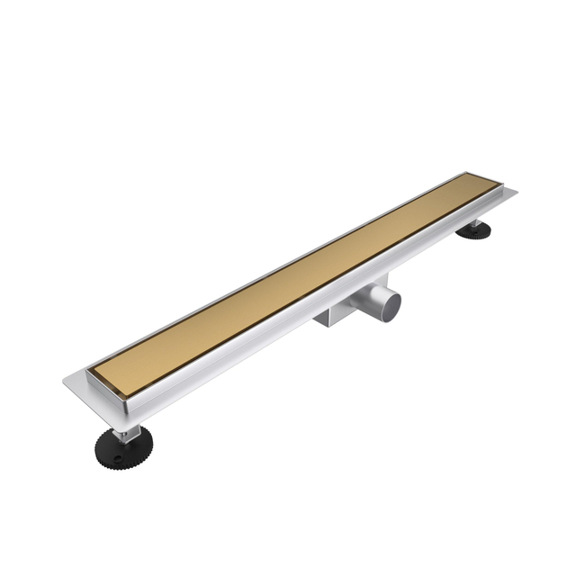 Fortifura Galeria douchegoot - 80cm - gesloten rooster - vloerflens - Geborsteld Messing PVD (Goud) SW679910/SW1075329