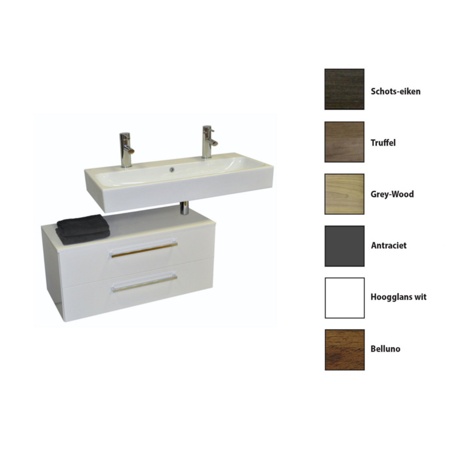 Sanicare Badkamermeubelset  Q17 100 cm Grey-Wood (spiegel optioneel)