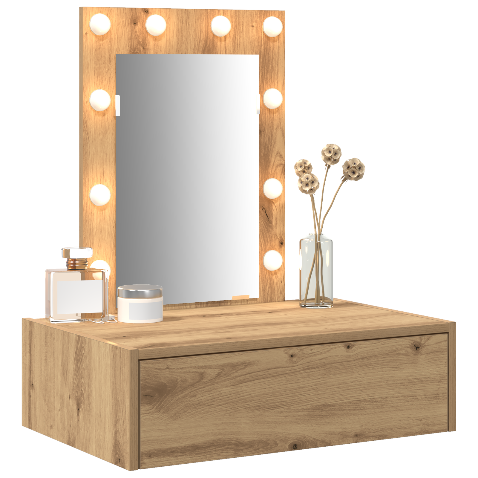 vidaXL Wandkaptafel met LED-verlichting - Artisan Eiken