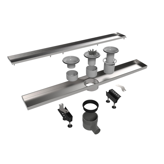 Easy Drain Tegeldrain tegelgoot met zijuitloop 50mm 9.8X180CM met 30/35/50cm waterslot edt1800