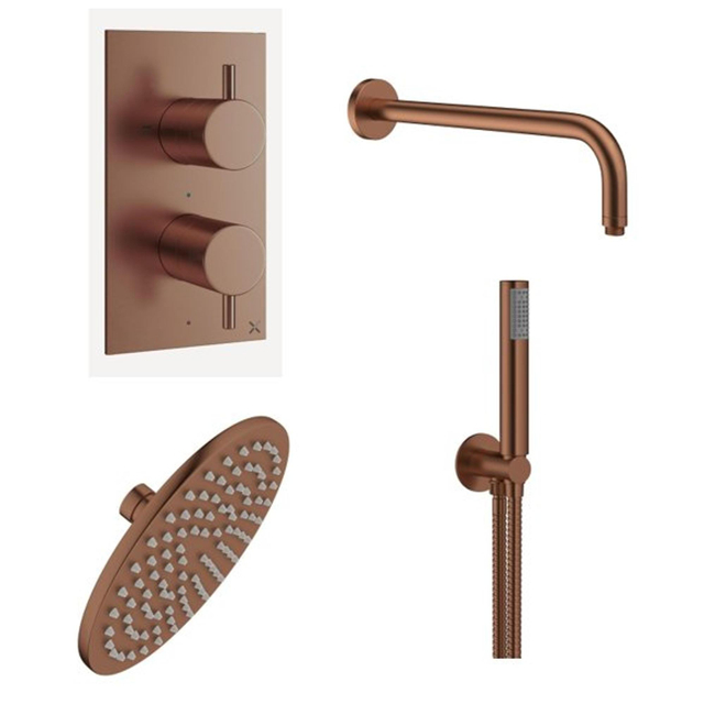 Crosswater MPRO Regendoucheset inbouw - 20cm hoofddouche - wandarm - staafhanddouche - geborsteld brons SW928087 SW928237 SW968204 SW928080 SW385437