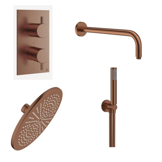 Crosswater MPRO Regendoucheset inbouw - 30cm hoofddouche - wandarm - staafhanddouche - geborsteld brons SW928087 SW928237 SW968204 SW928080 SW385437