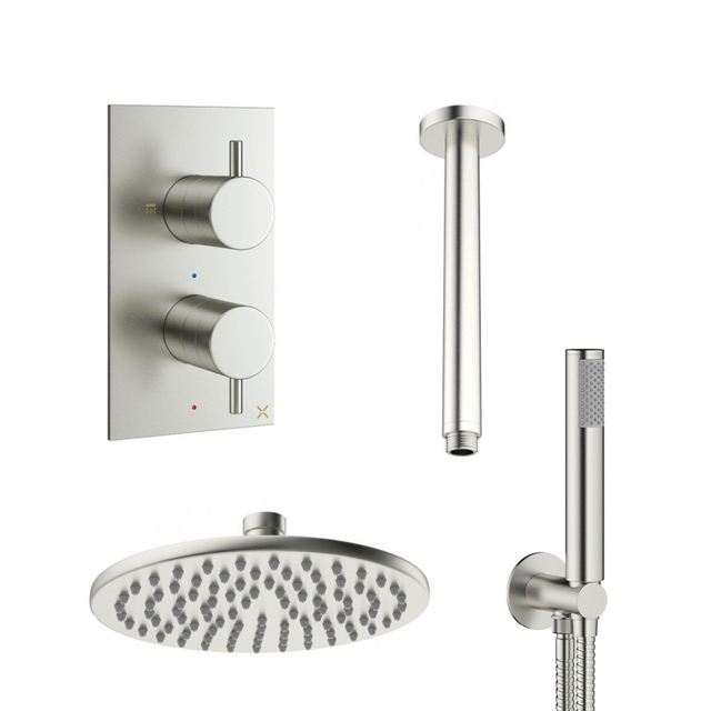 Crosswater MPRO Regendoucheset inbouw - 30cm hoofddouche - plafondarm - staafhanddouche - RVS sw31378/sw104806/sw111022/sw385373/sw385437/