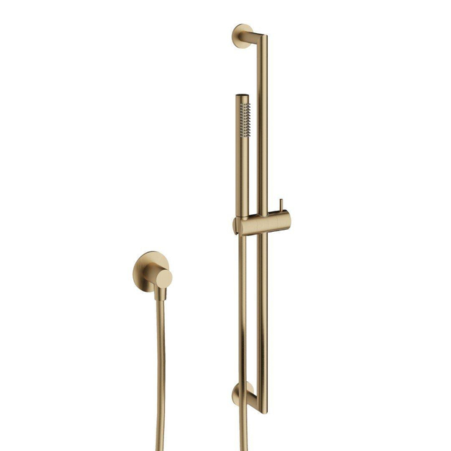 Crosswater 3ONE6 Design handdoucheset - glijstang - staafhanddouche - gladde doucheslang - wanduitloop - geborsteld messing TS803SF