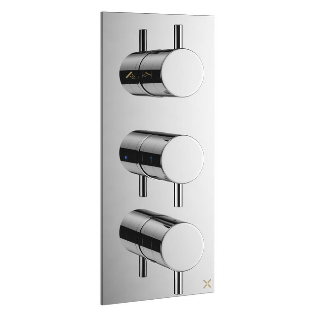 Crosswater MPRO inbouwbadkraan thermostatisch 1 stopkraan 1 omstelknop met afbouwdeel 27.5X12cm chroom sw385423/sw385443