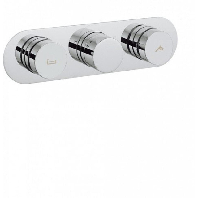 Crosswater Dial badkraan horizontaal met omstel en 2 knoppen inclusief inbouwdeel chroom DIAL_CENT_5