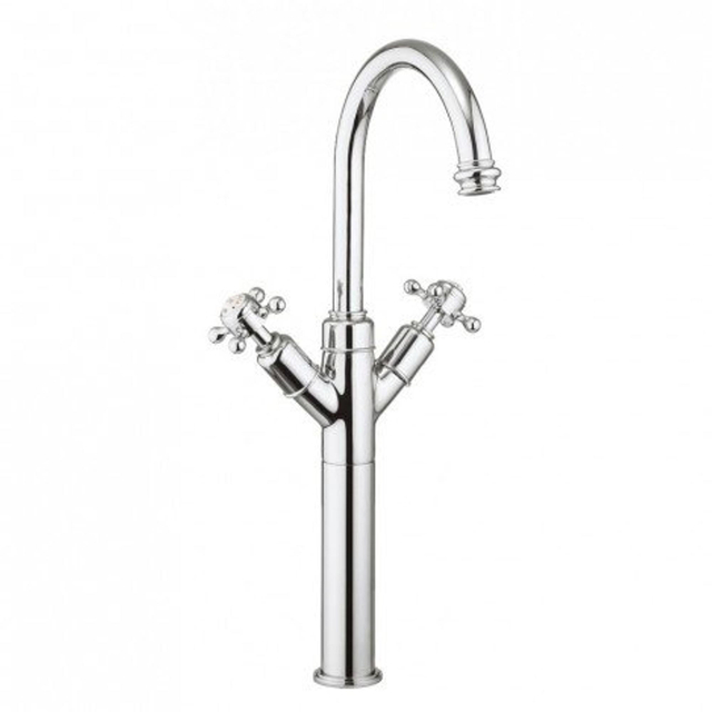 Crosswater Belgravia Wastafelkraan - hoog - zonder waste - uitloop 16.8cm - kruisgreep - chroom BL118DNC