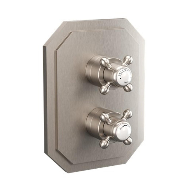 Crosswater Belgravia douchekraan - inbouw - Thermostatisch - zonder inbouwdeel - 2 functies - geborsteld nikkel BLCB1500LBPL
