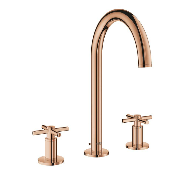 Grohe Atrio Wastafelkraan Opbouw - uitloop 16.6cm - M-size - waste - hoog - - kruisgrepen - warm sunset 20008DA3