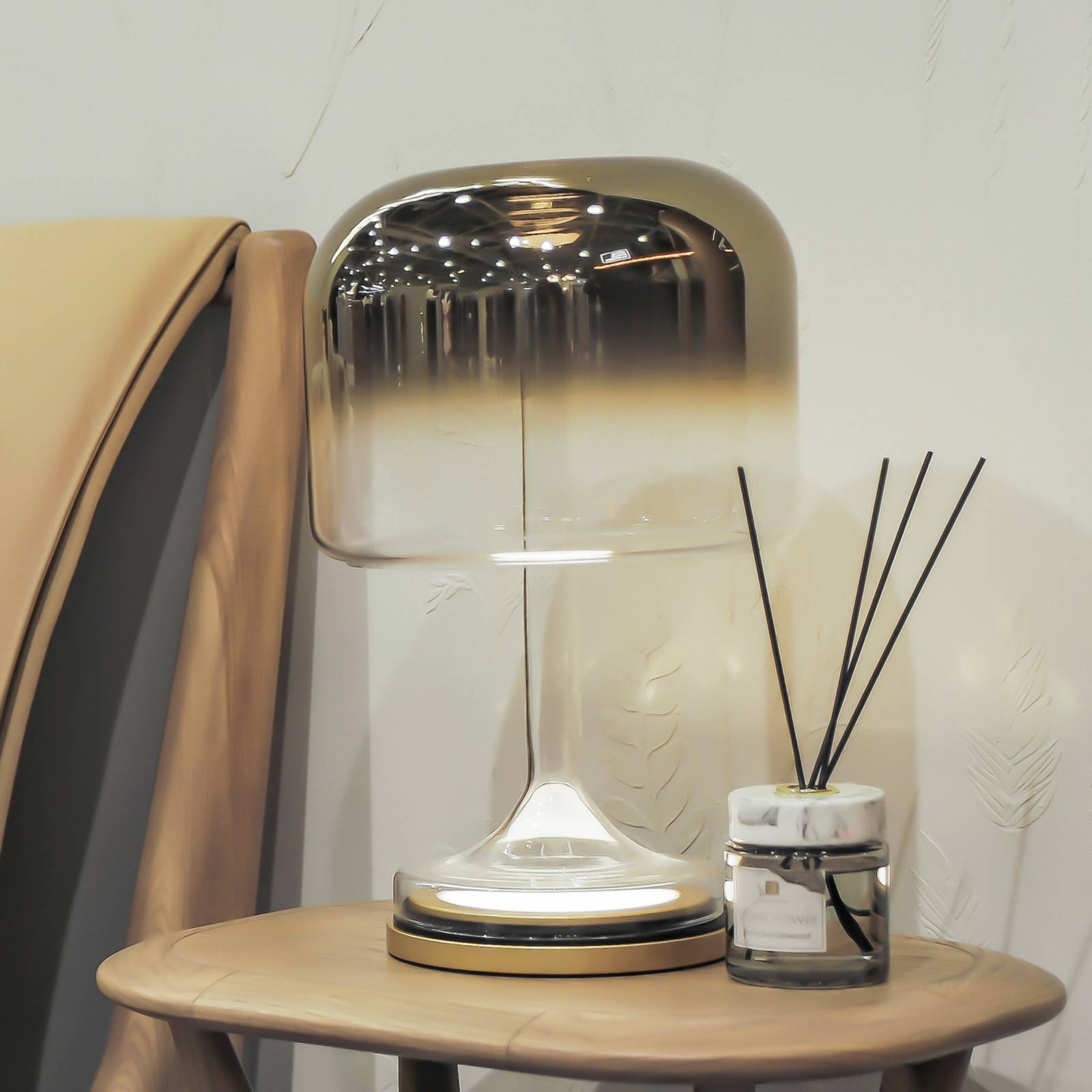 Maytoni LED tafellamp Spirito, goud, glas, hoogte 42 cm