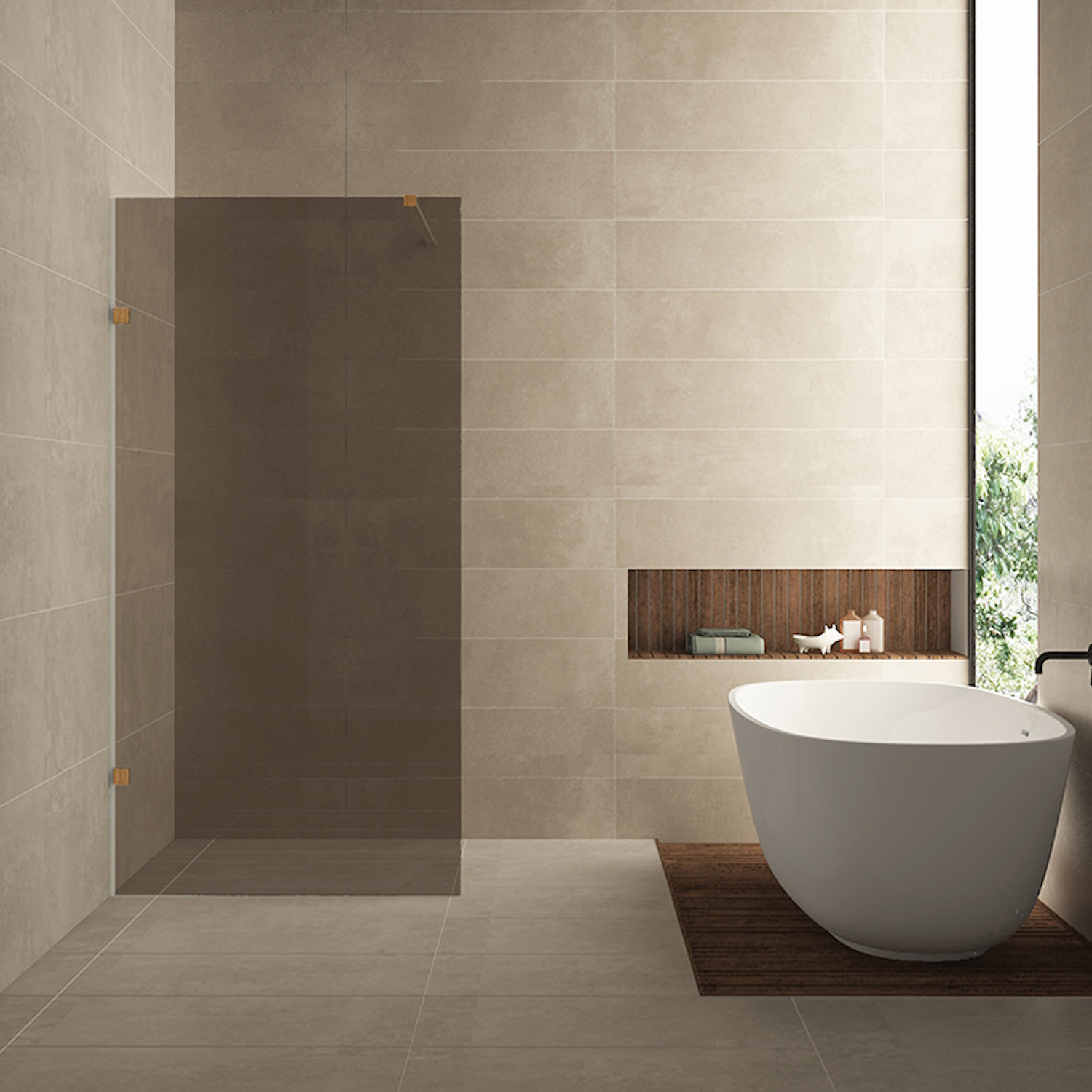 Wiesbaden Inloopdouche  Less 120x200 cm 8 mm Nano Vintage Brons Glas Geborsteld Brons Koper
