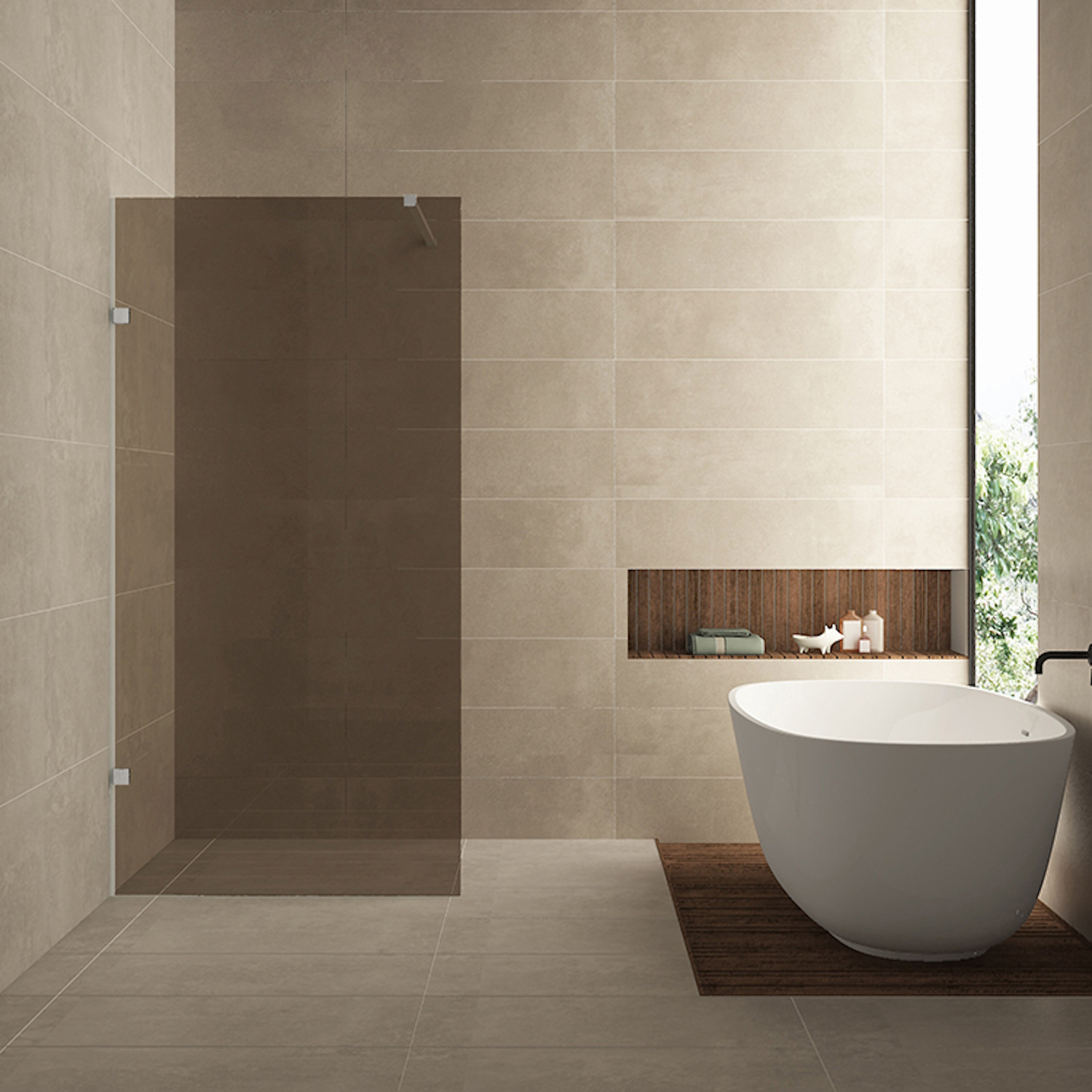 Wiesbaden Inloopdouche  Less 120x200 cm 8 mm Nano Vintage Brons Glas Geborsteld Staal