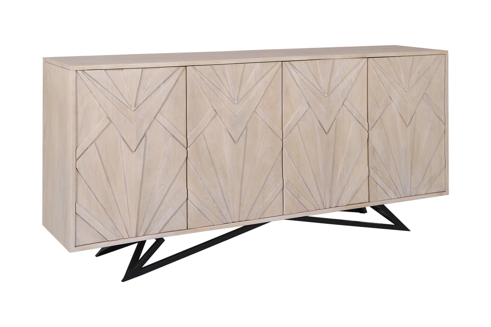 Invicta Interior Dressoir METROPOLITAN 170cm 3D mangohout white wash finish - 45881