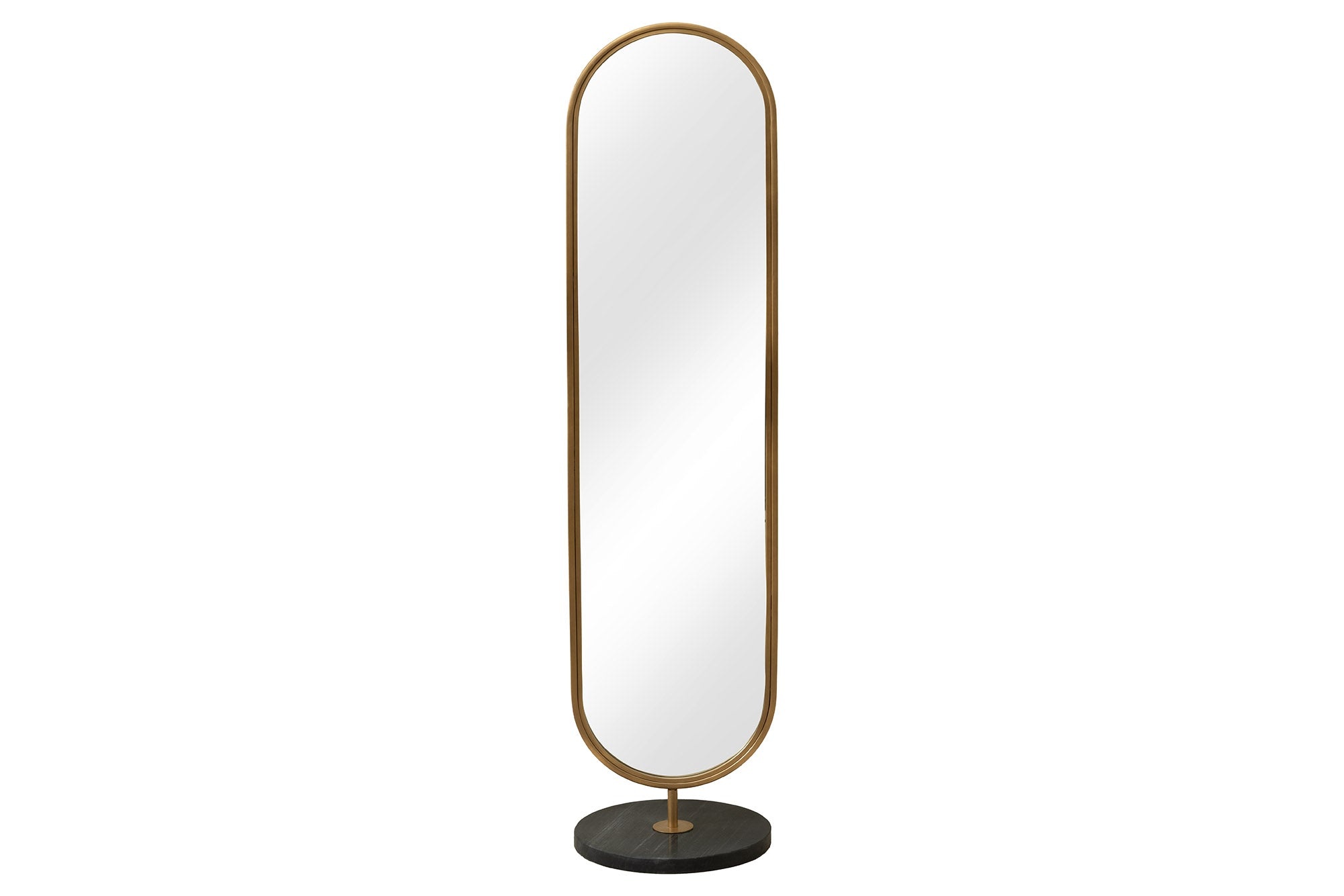 Invicta Interior Staande spiegel PORTRAIT 175cm ovaal goud met zwarte marmeren voet - 46100