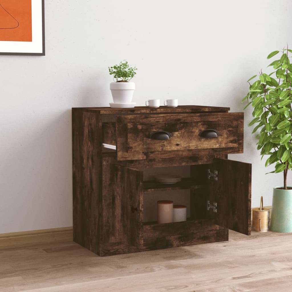 vidaXL Dressoir 70x35,5x67,5 cm bewerkt hout gerookt eikenkleurig
