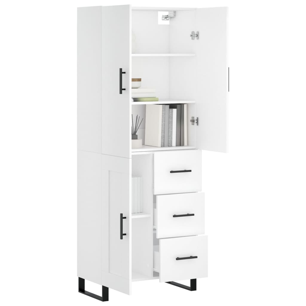 vidaXL Hoge kast 69,5x34x180 cm bewerkt hout wit