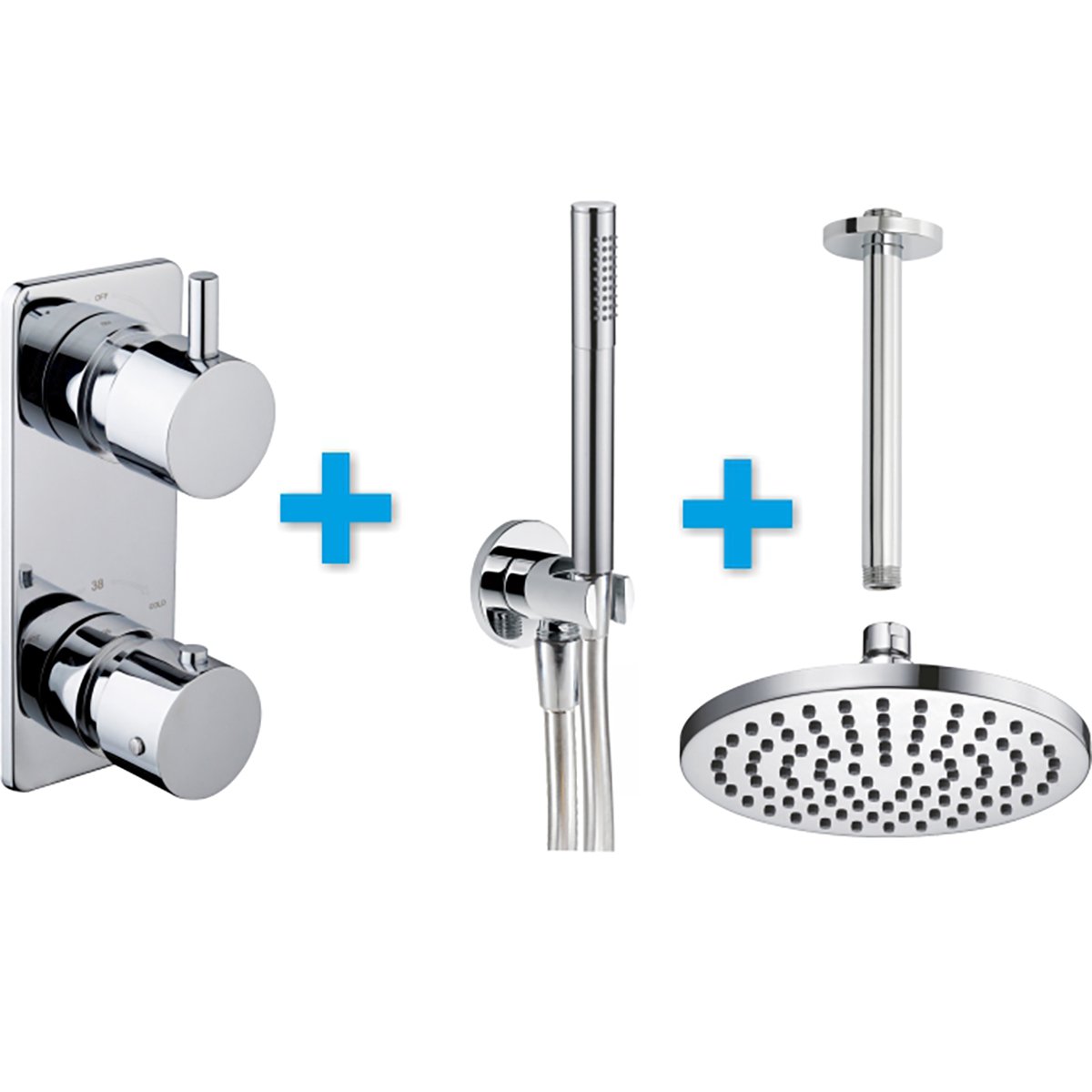 Xellanz Chroom Inbouwthermostaatset met Hoofddouche en Handdouche - 20cm