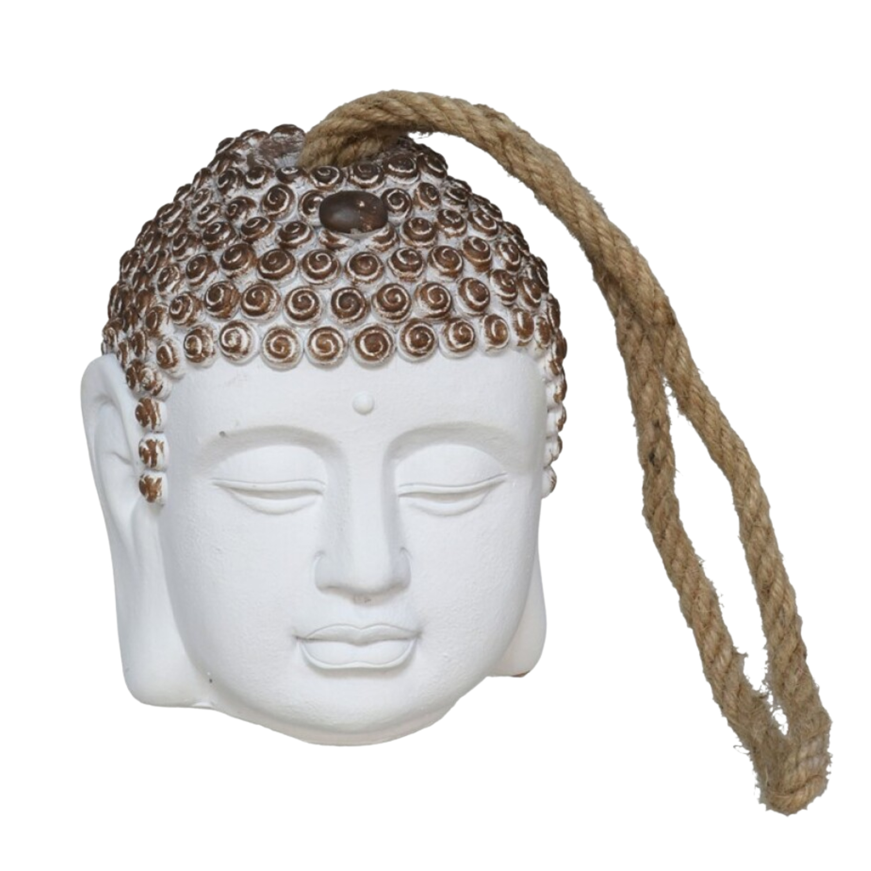 Gerimport Deurstop Buddha - wit- beton - 13 x 13 x 15 cm - woonaccessoires - deurstopper -
