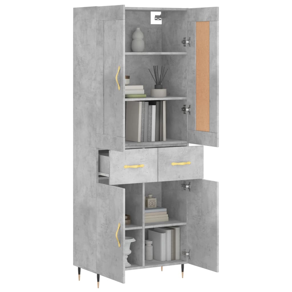 vidaXL Hoge kast 69,5x34x180 cm bewerkt hout betongrijs