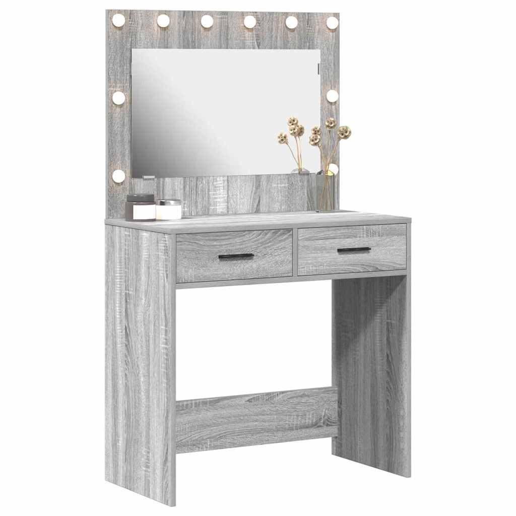 vidaXL Kaptafel met LED Verlichting Grijs Sonoma 78,5x41x135 cm