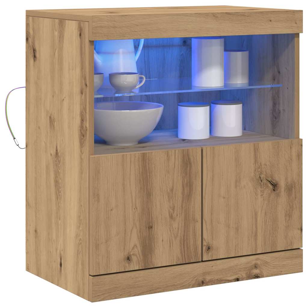 vidaXL Dressoir met LED-verlichting 60x37x67 cm artisanaal eiken