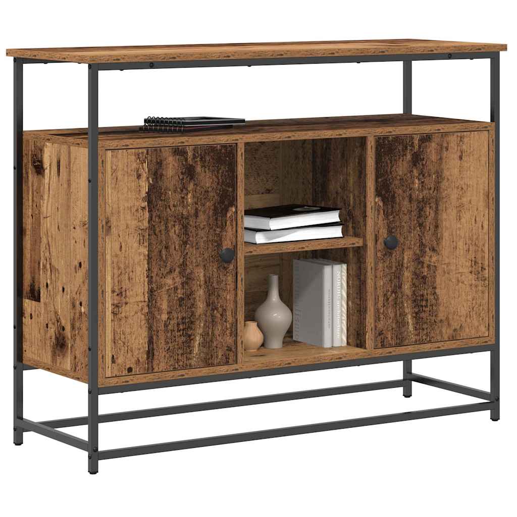 vidaXL Dressoir 100x35x80 cm bewerkt hout en staal oud houtkleurig