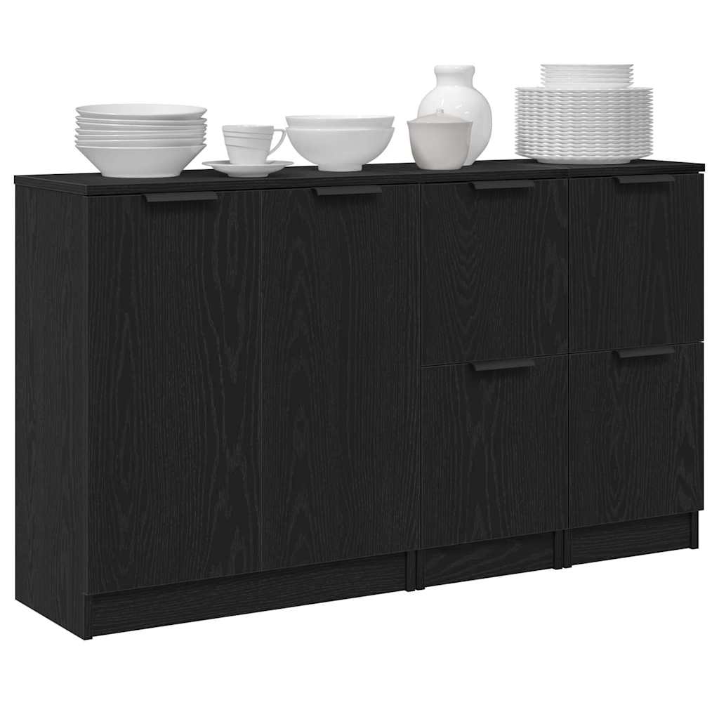 vidaXL Dressoirs 3 stuks bewerkt hout zwart eikenkleurig