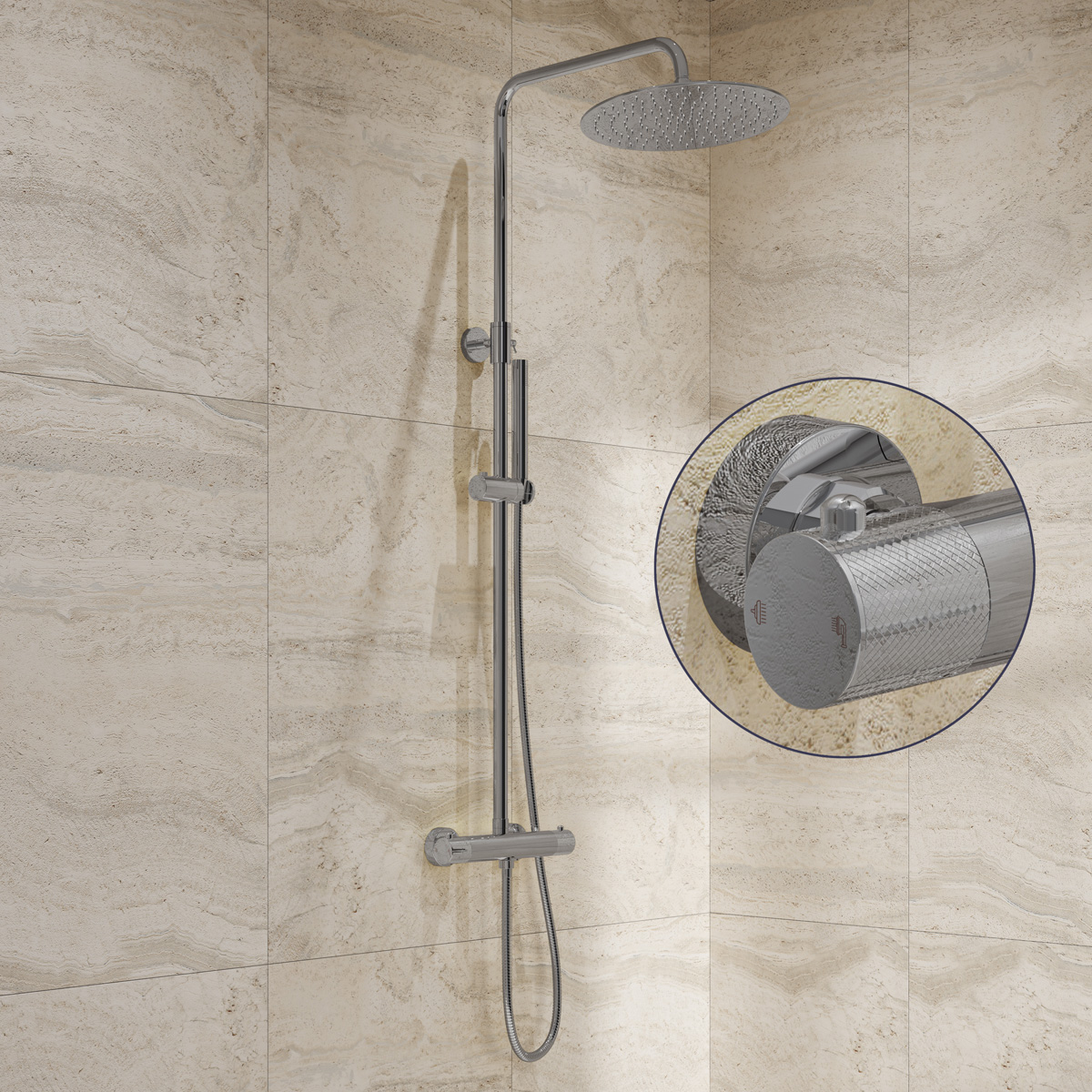 Saniclear Talpa Curved opbouw regendouche chroom met 30cm hoofddouche