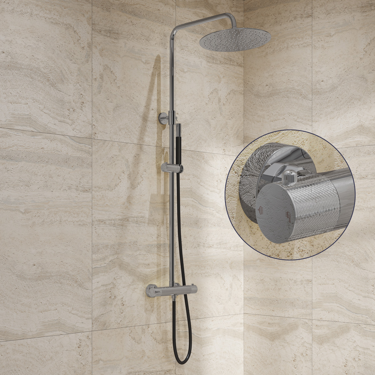 Saniclear Talpa Curved Pro opbouw regendouche chroom met 30cm hoofddouche
