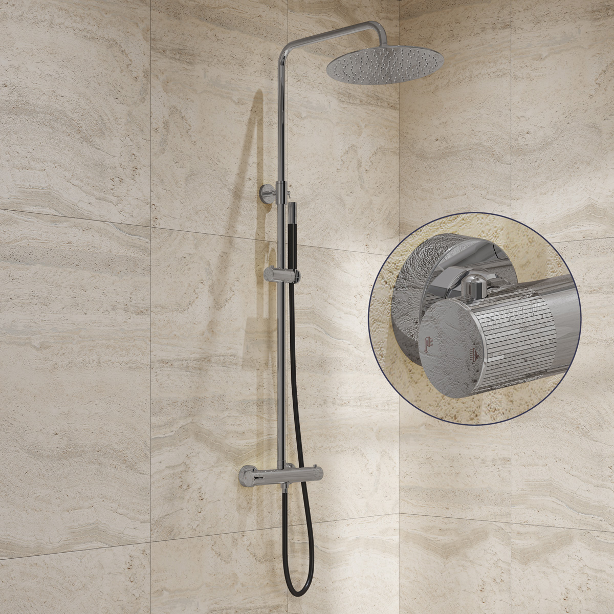 Saniclear Talpa Stripes Pro opbouw regendouche chroom met 30cm hoofddouche